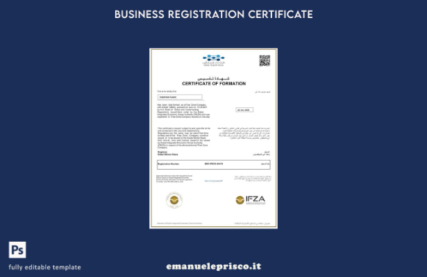 Certificato di formazione degli Emirati Arabi Uniti in stile verificato Modello 